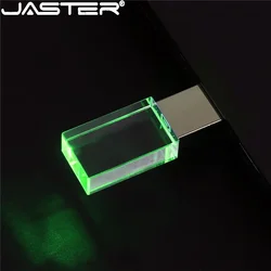 Unidad Flash USB de cristal, Pendrive LED azul de 64GB, 32GB, 16GB, regalo creativo, 8GB