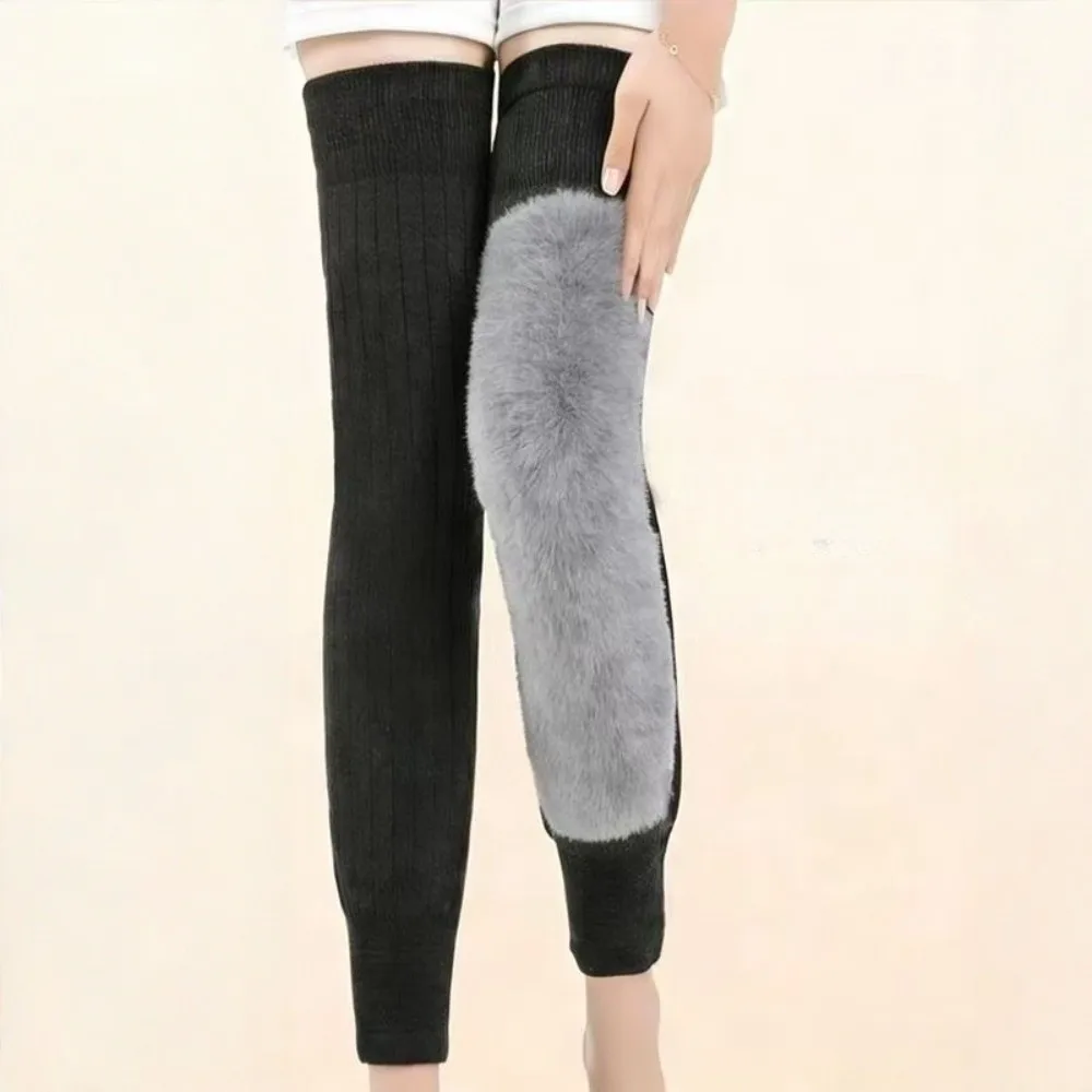 Cold-proof Warm Knee Pads with Straps Elastic Soft Thermal Leg Warmers Wraps Leg Comfortable Winter Knee Cover