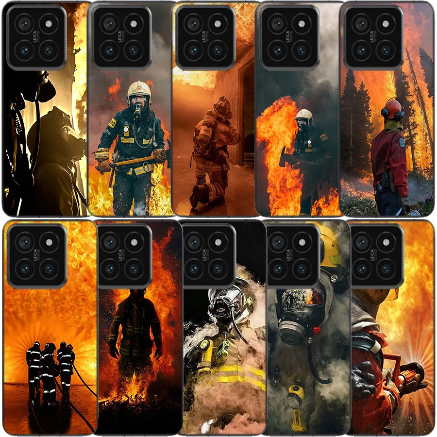 Firefighter Heroes Fireman Clear Phone Case For Xiaomi Poco X6 X5 Pro X4 X3 NFC F4 GT F6 F5 F3 M5 M5S M4 M3 Pro F2 F1 TPU Patter