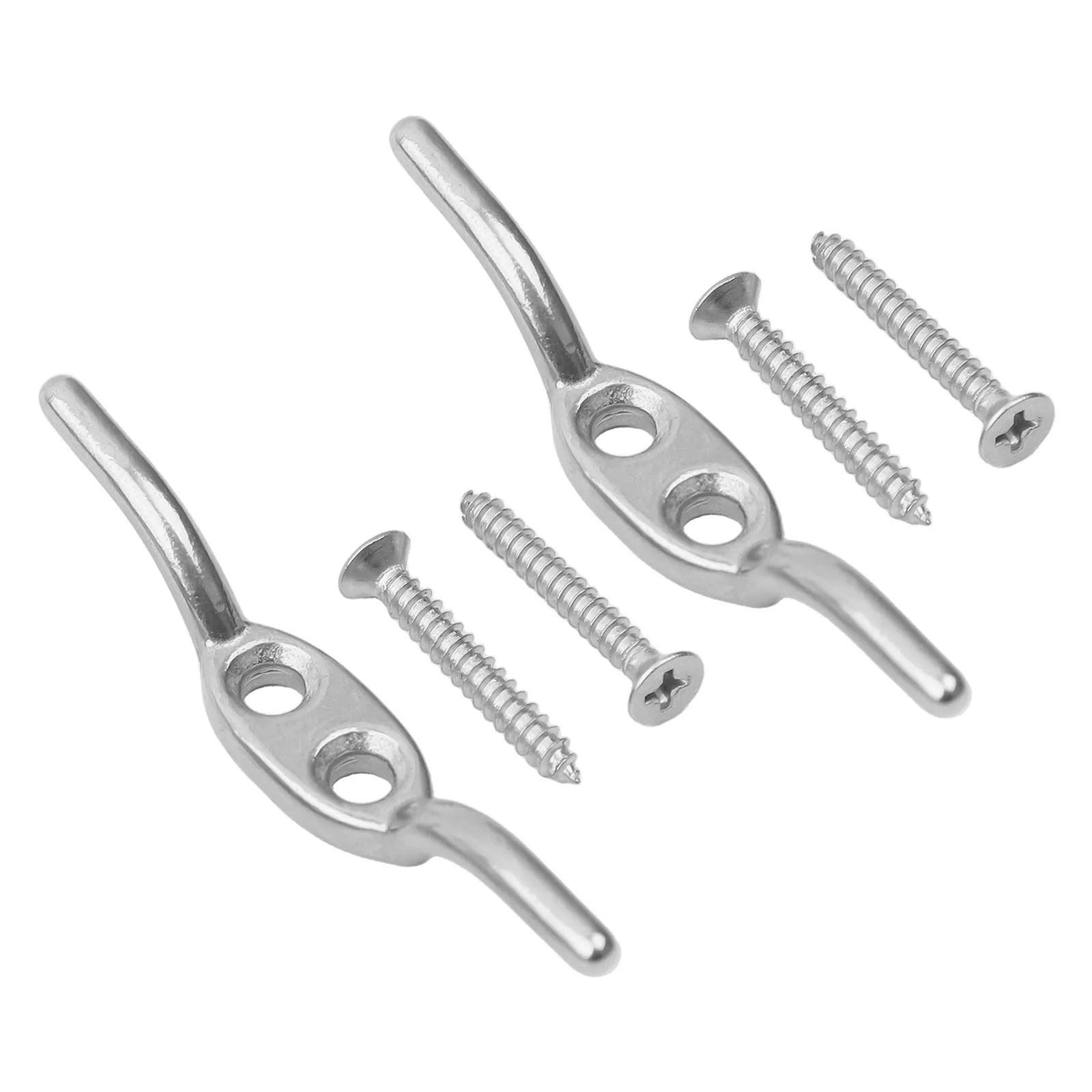 2pcs Stainless Steel Flagpole Cleat Hook Flag Rope Cleat Sailboat Sailing Mast Halyard Boat Securing Tie Down Tarps Awnings