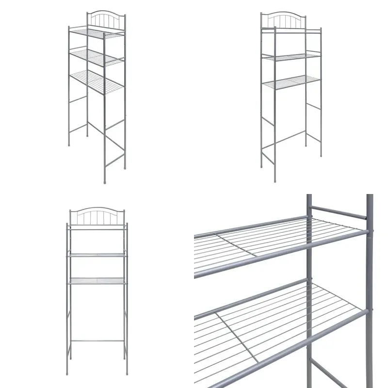 Wholesale Metal Three Layer Waterproof Black Bathroom Locker Toilet Rack Storage Accessories Vertical
