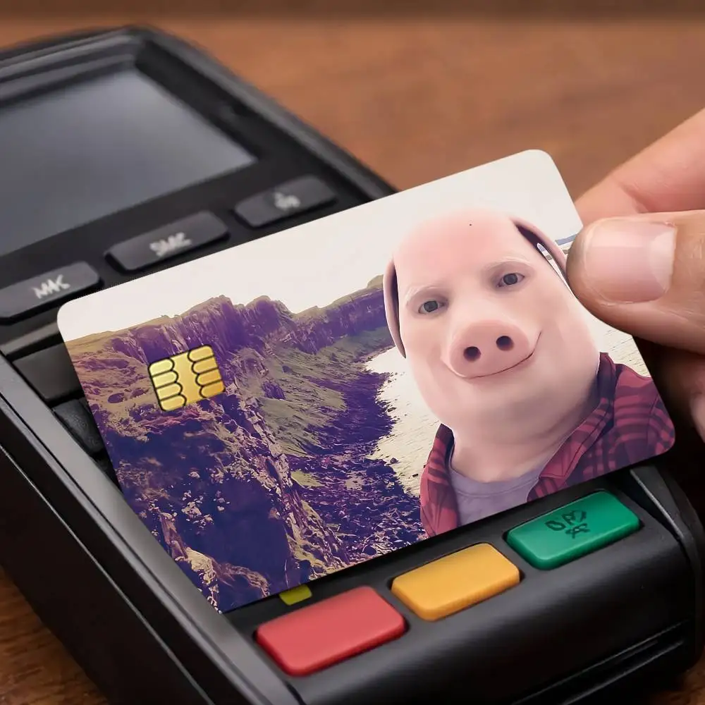 J-John Pork Funny Credit Decorative Card Stickers Suitable For Bank Cards Metro Transit Anti-scratch Gift 4PCS