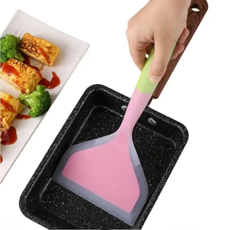 3pcs Silicone Kitchen Ware Cooking Utensils Spatula Beef Meat Egg Kitchen Scraper Wide Pizza Cooking Tools Shovel Random Color