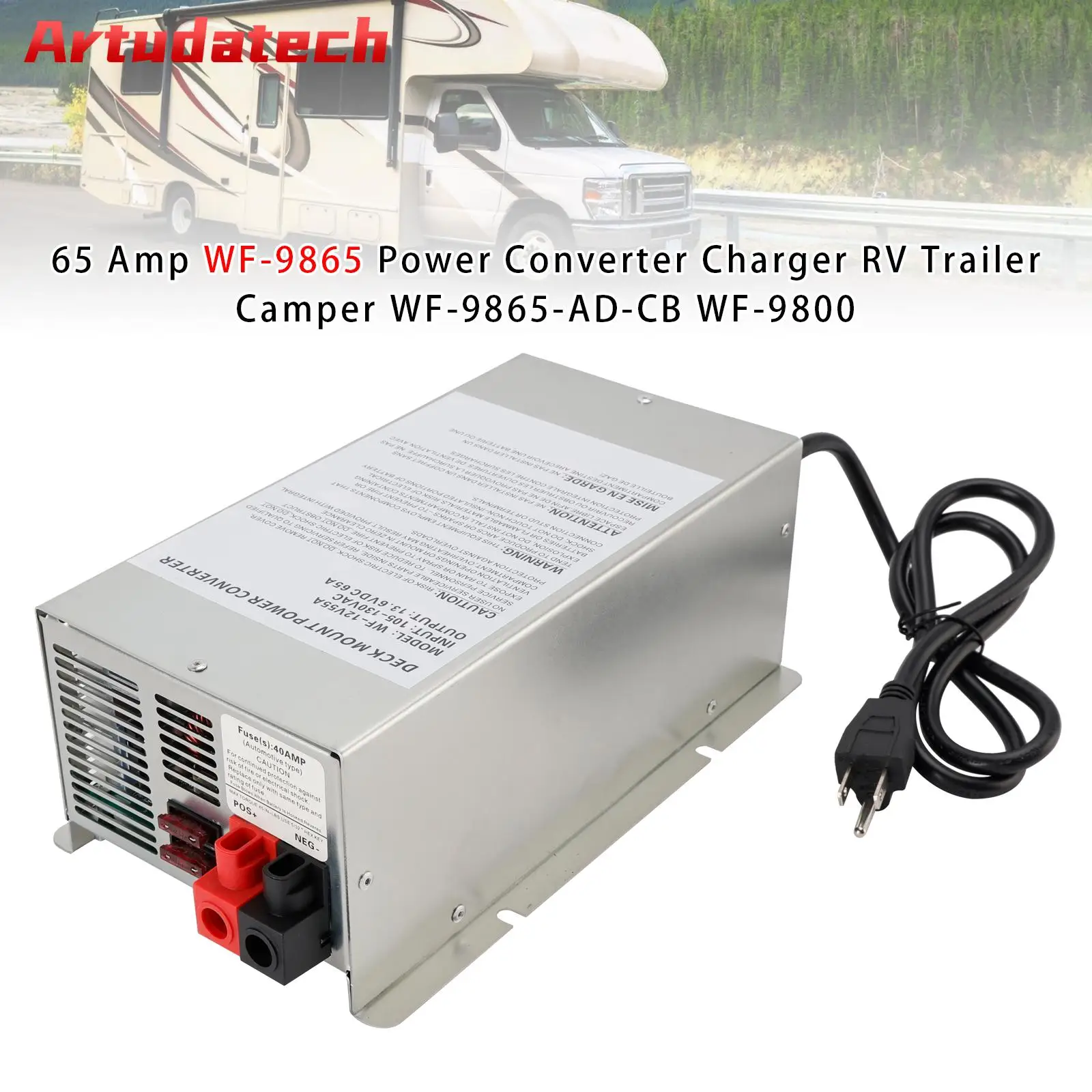 

Artudatech 65 Amp WF-9865 Power Converter Charger RV Trailer Camper WF-9865-AD-CB WF-9800