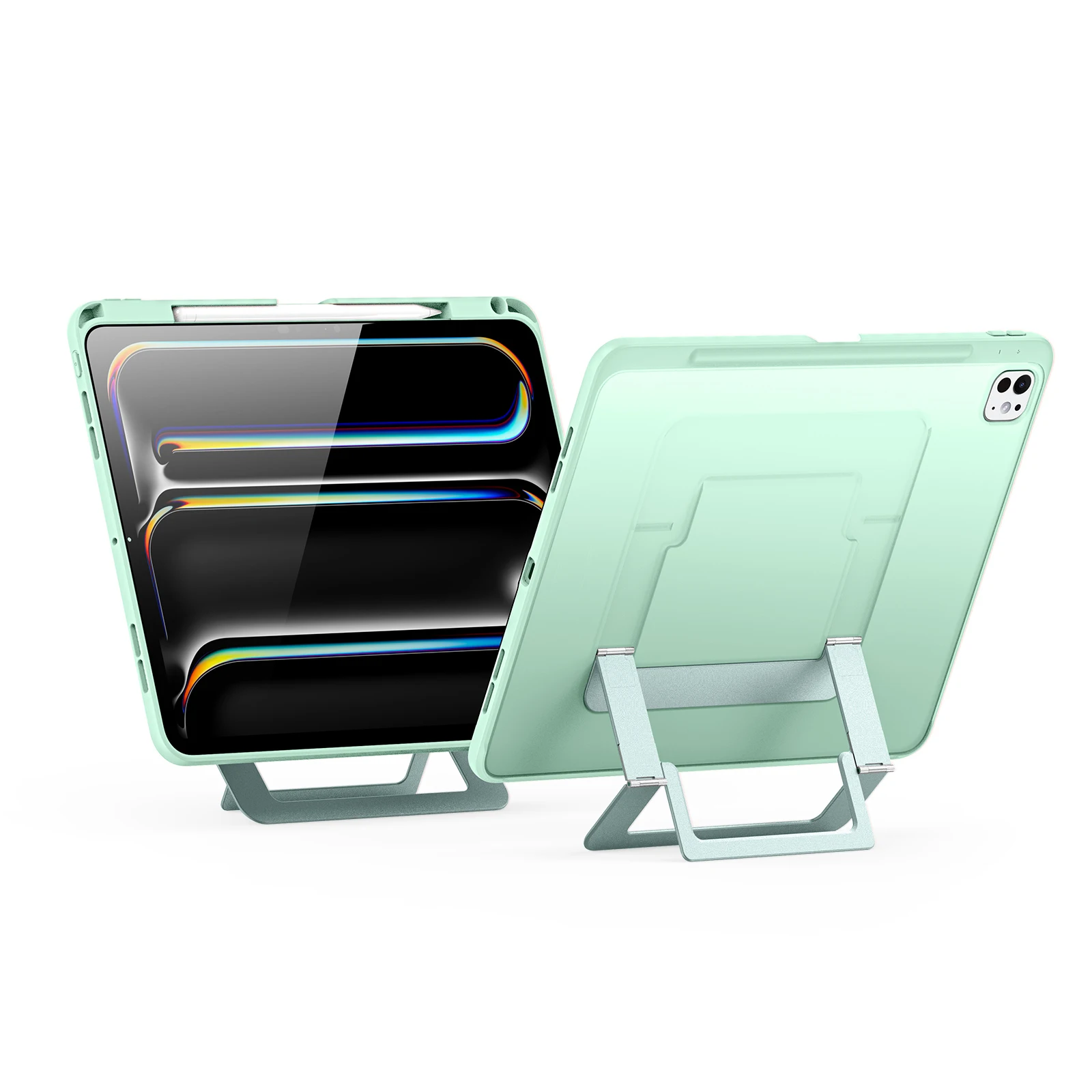 DUX DUCIS Axis Series For iPad Pro 13 (2025) / (2024) Tablet Case with Kickstand PC + TPU Shockproof Protective Cover - Cyan