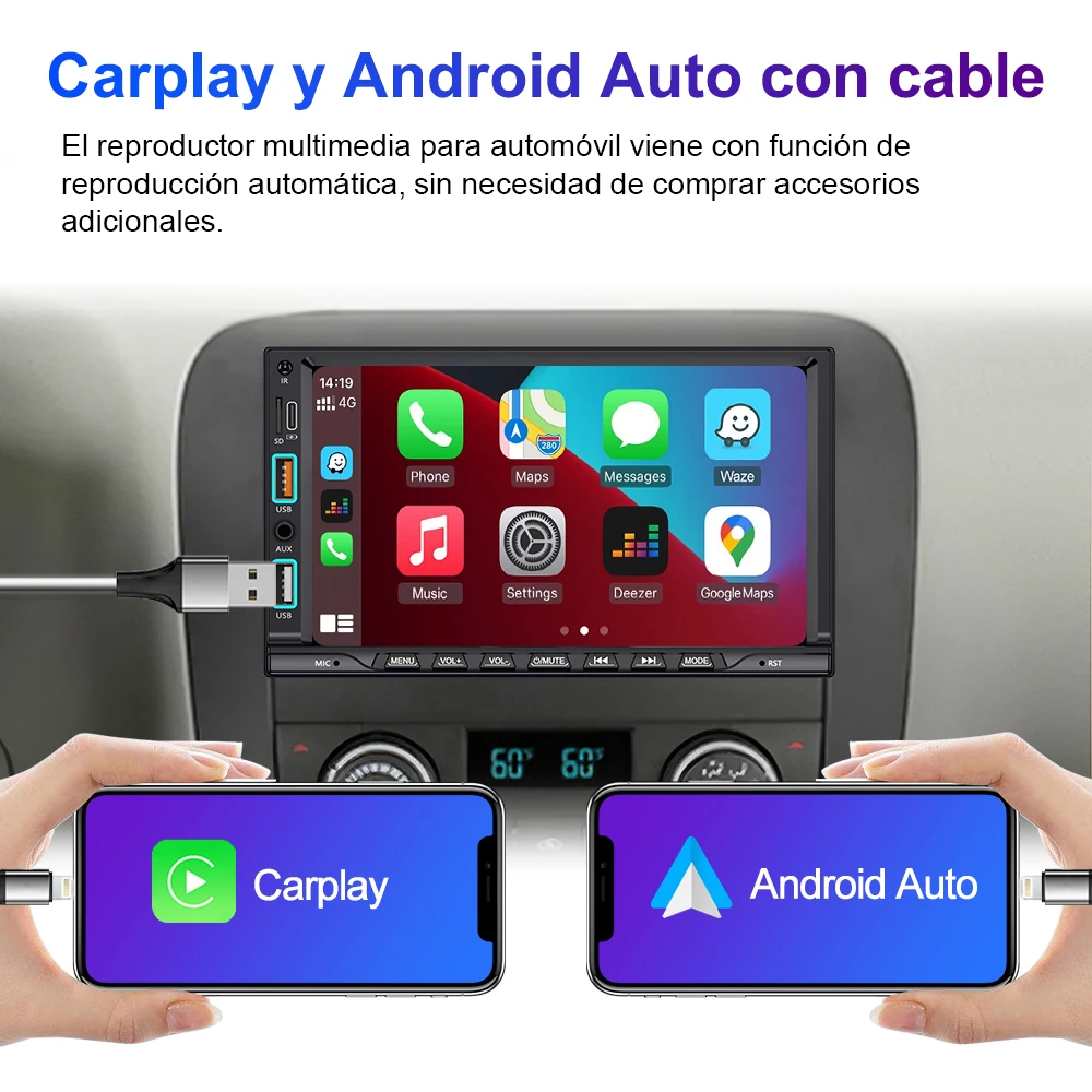 LEHX IPS Touch Screen 7inch 2din Car Radio Carplay Android Auto Bluetooth FM Auxiliary Input Mirror Link Multimedia Player