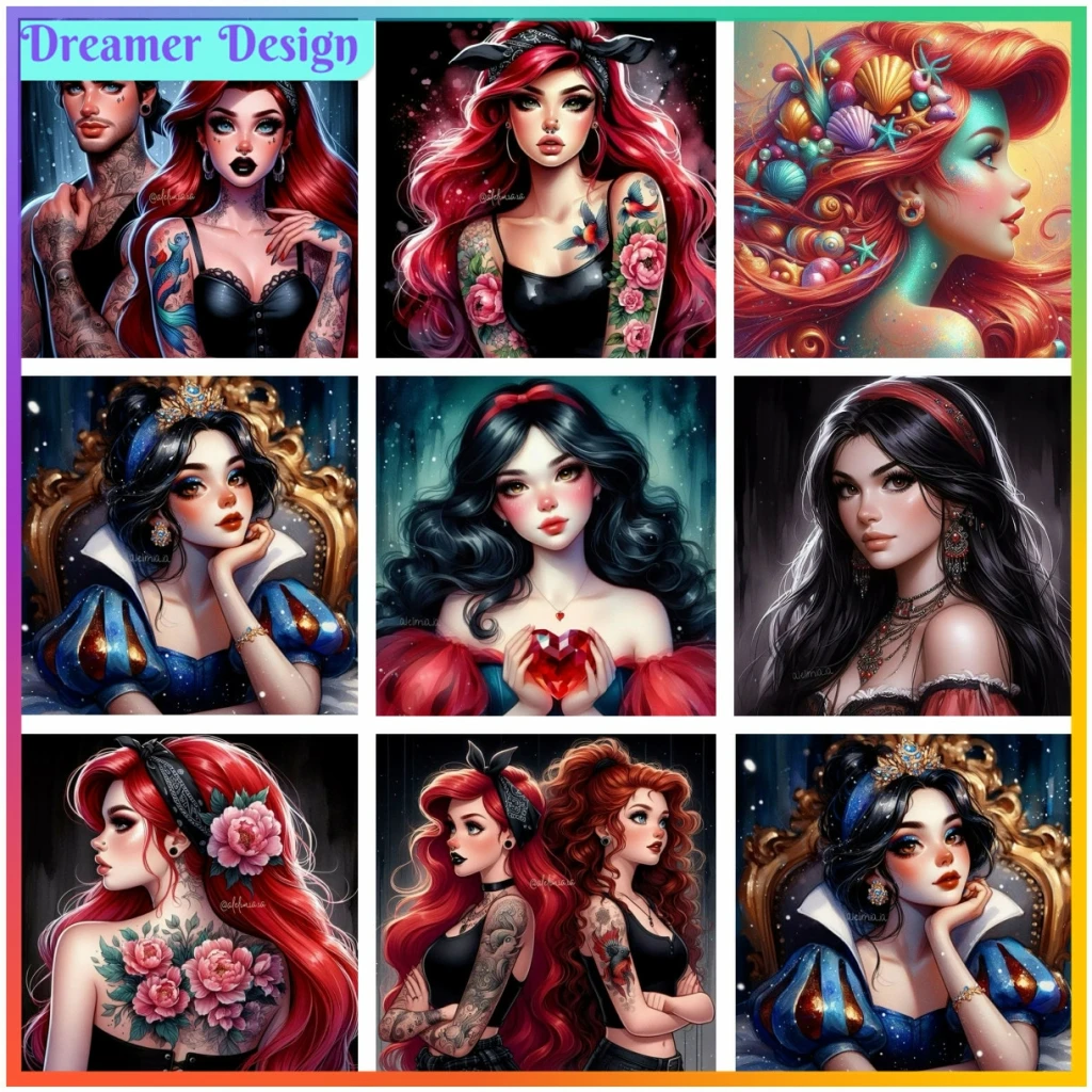 

Gothic Princess Disney Diamond Painting Mosaic Embroidery Set Wall Decor 5D DIY Art New Collection Adult Hobby Gift Handcraft