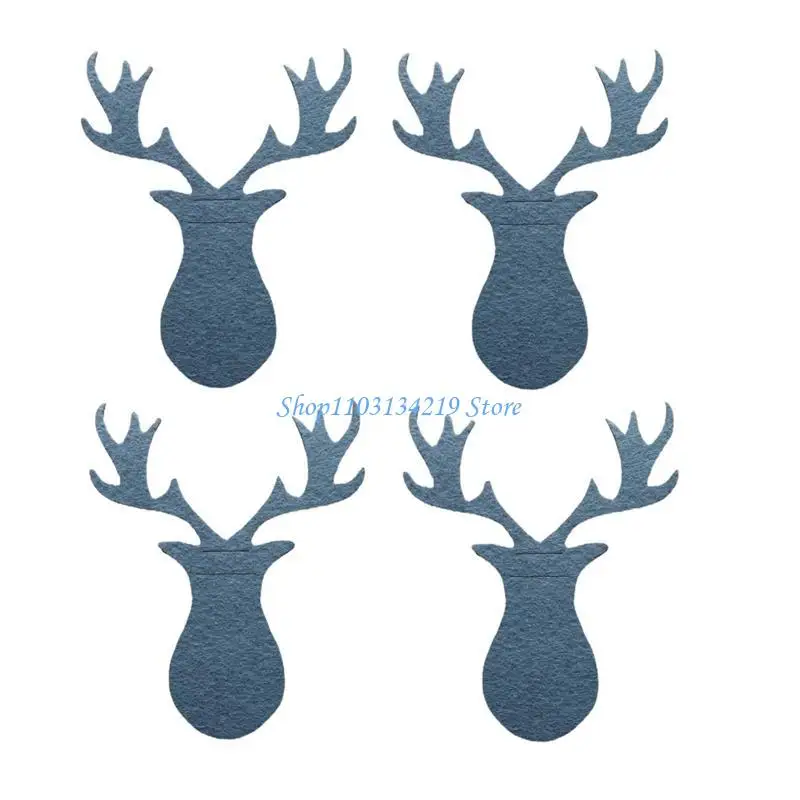 N5KC 4 Pcs Christmas Tableware Holder Elk Decor Silverware Pockets Knife and Fork Bags Dinner Tableware Decoration