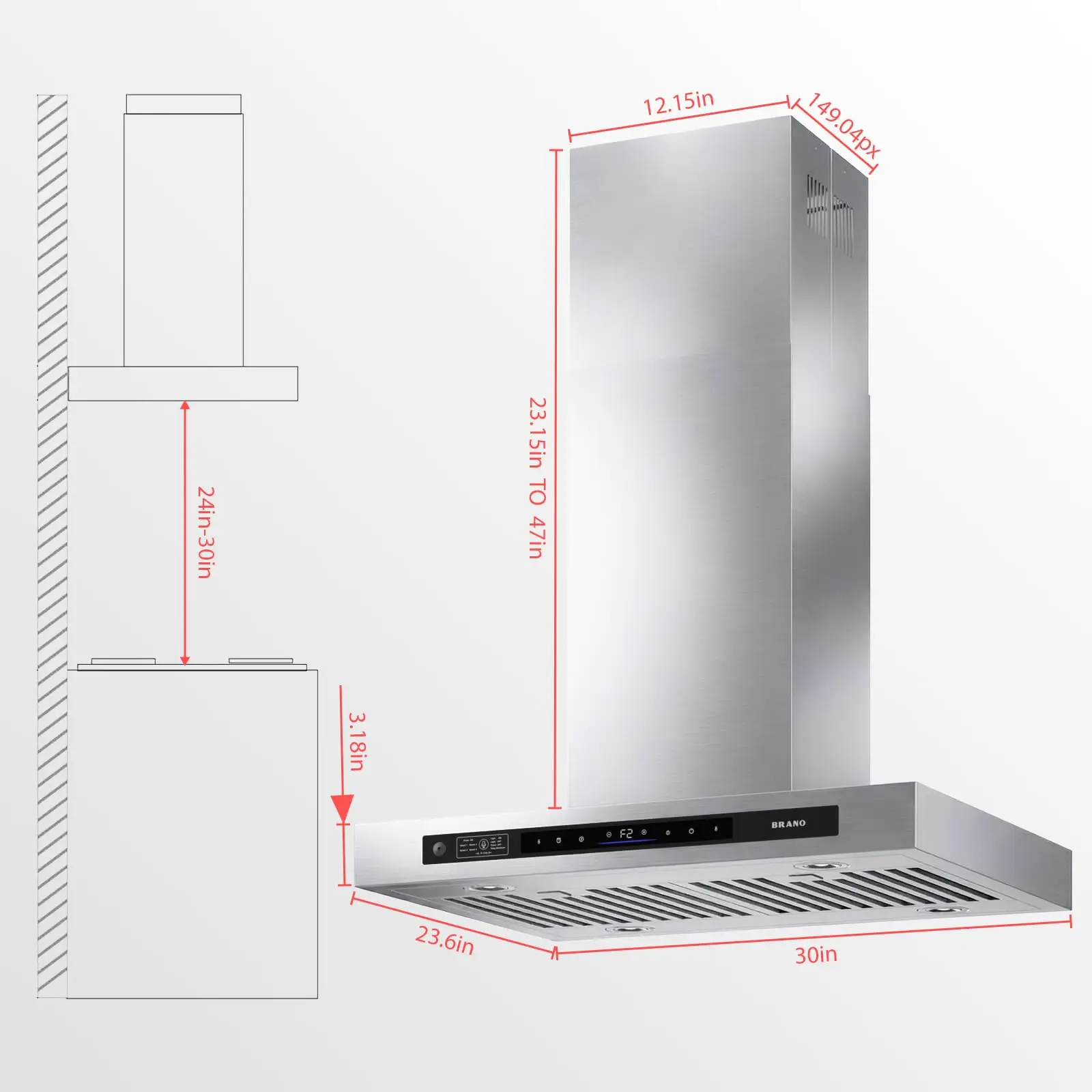 Island Range Hood 30 Inch 900 CFM, Voice & Gesture & Touch Control