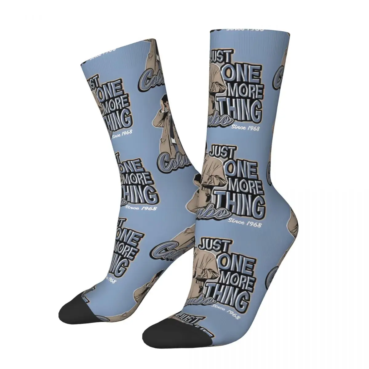 Funny Crazy compression Sock for Men Columbo Just One More Thing Hip Hop Harajuku Columbo Happy Seamless Pattern Boys Crew Sock