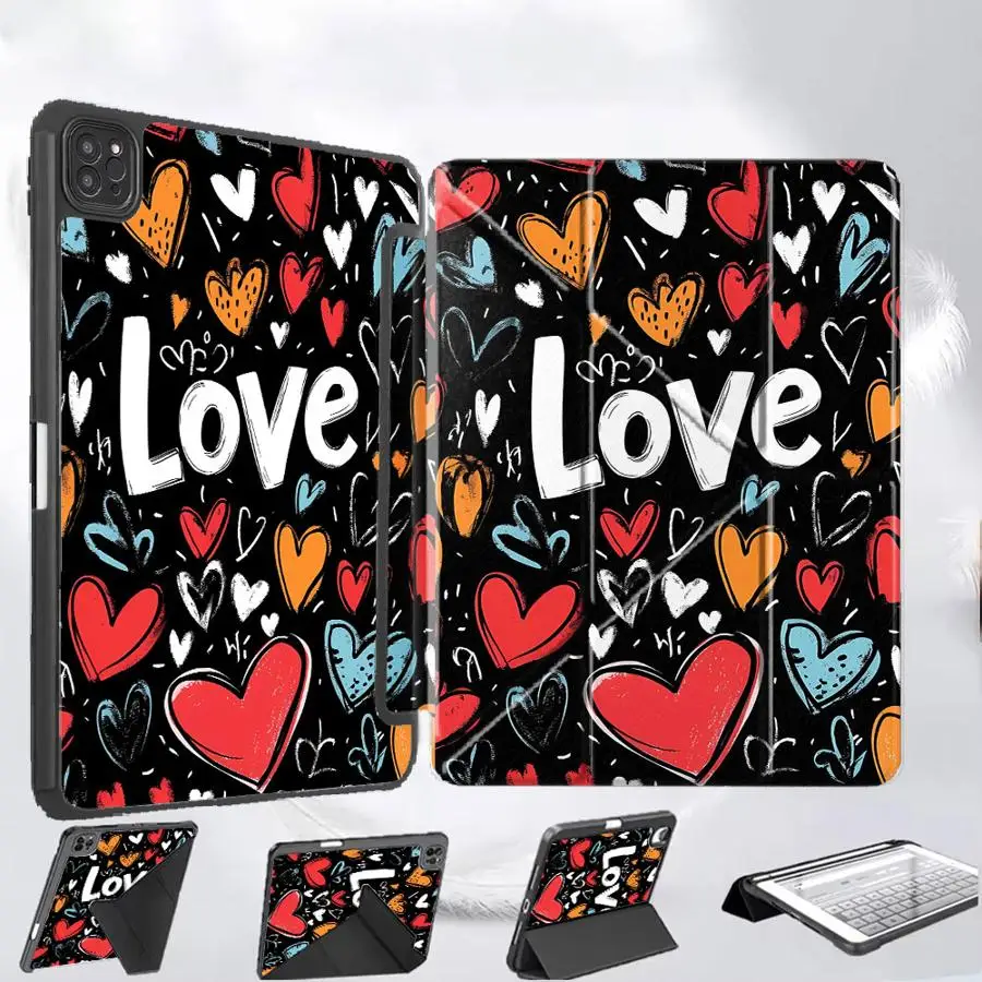 

Holder Cover Tablet Case For iPad Pro 2025 Mini 6 7 Pro 11th 10th 9th 8th 7th 12.9inch Air 4 5 M3 M2 M4 11inch Hand-Drawn Love
