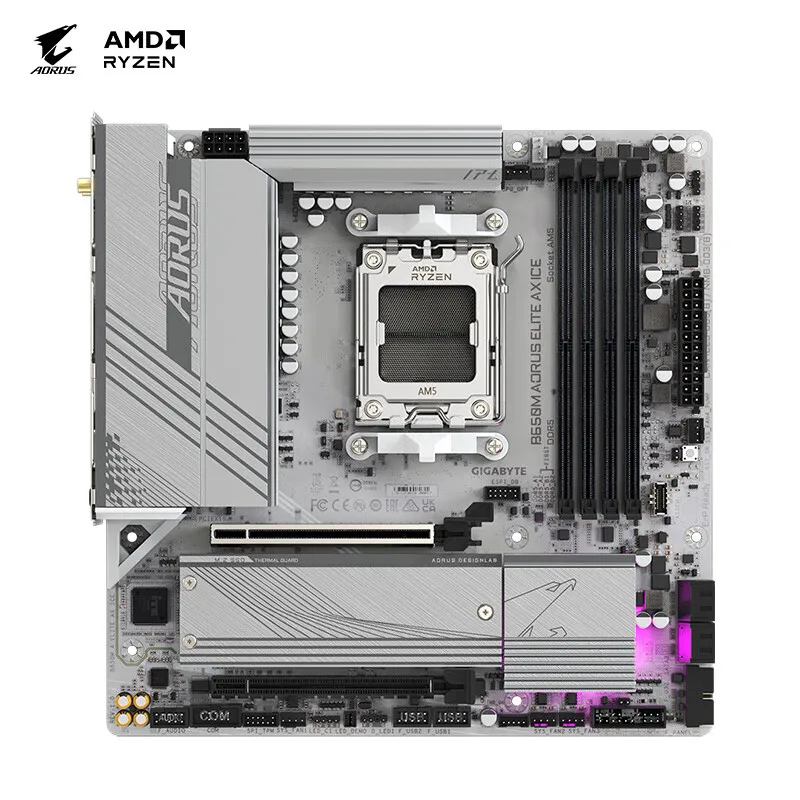 Imagem -04 - Placa-mãe Ice Gigabyte-b650m Aorus Elite ax Mainboard Duplo Canal 192gb de Memória Ddr5 8000 oc Mhz M.2 Pcie 4.0 Am5 B650m