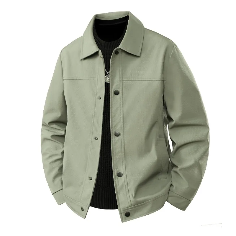 

New Men's Jacket Autumn Fashion Loose Solid Color Comfortable Windproof Jacket Male Casual Daily Retro Single Breasted Coat