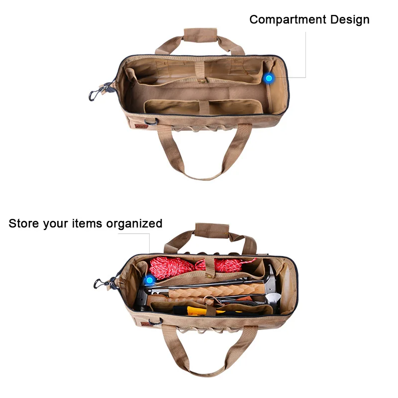 Portable Camping Tool Bag Large Capacity Wide Mouth Storage Tool Bag Water Resistant Gear Bag For Outdoor