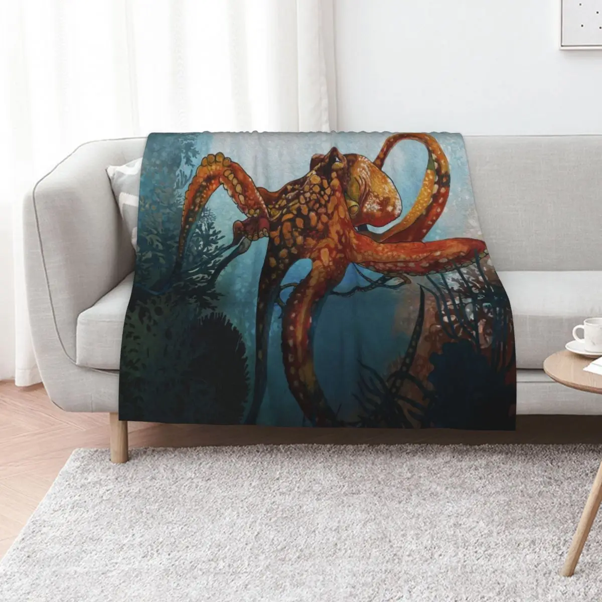 

Octopus in the Coral Reef Throw Blanket Hairy for winter decorative Vintage Blankets