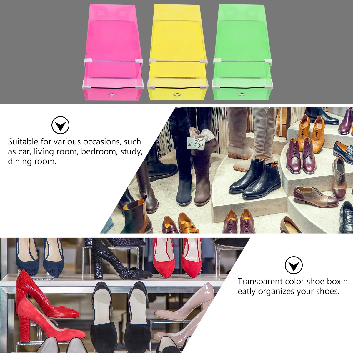 

5Pcs Transparent Dustproof Stackable Shoe Storage Box Drawer Organizer for Women Shoes Shoes Storage Box Stackable