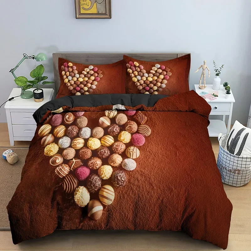Chocolate Bedding Set Dessert Candy Duvet Cover Comforter Cover Sweet Food Girls Single Queen King 2/3pcs Polyester Quilt Cover