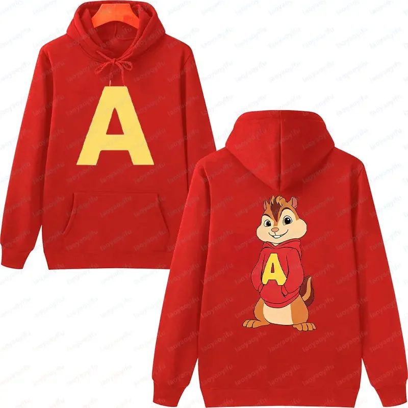 Cartoon Hoodies Alvin and The Chipmunks Printing Unisex Hoodies Fashion Classic Movie Promotion Animation Long Sleeve Sweatshirt