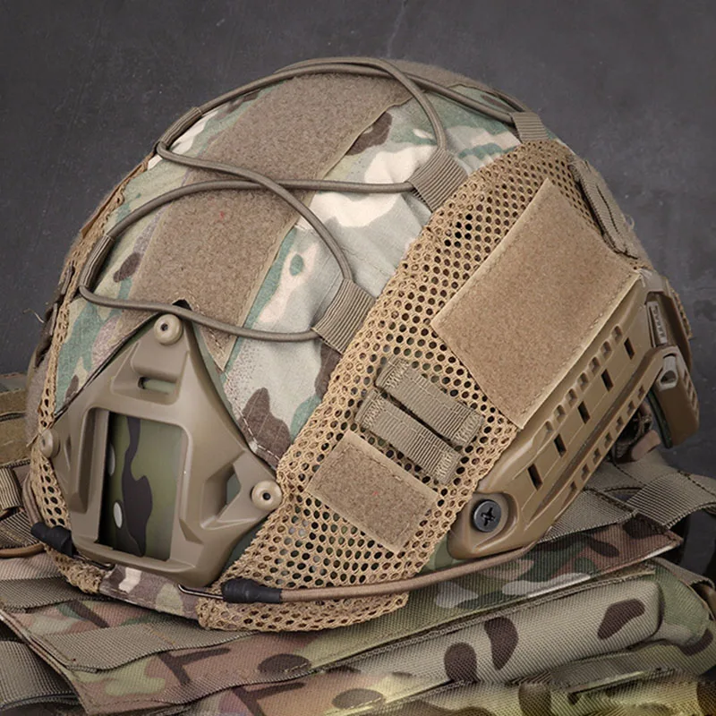 Tactical Multicam Helmet Cover for Fast MH PJ BJ OPS-Core Helmet Airsoft Paintball Army Military Helmet Cover with Elastic Cord