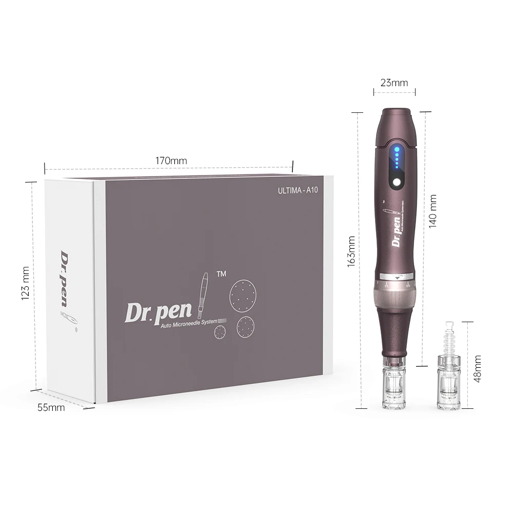 Dr. pen-Ultima A10, Kit de cuidado de la piel con 2 cartuchos de piezas, Derma Pen inalámbrico, tratamientos con microagujas, uso profesional,