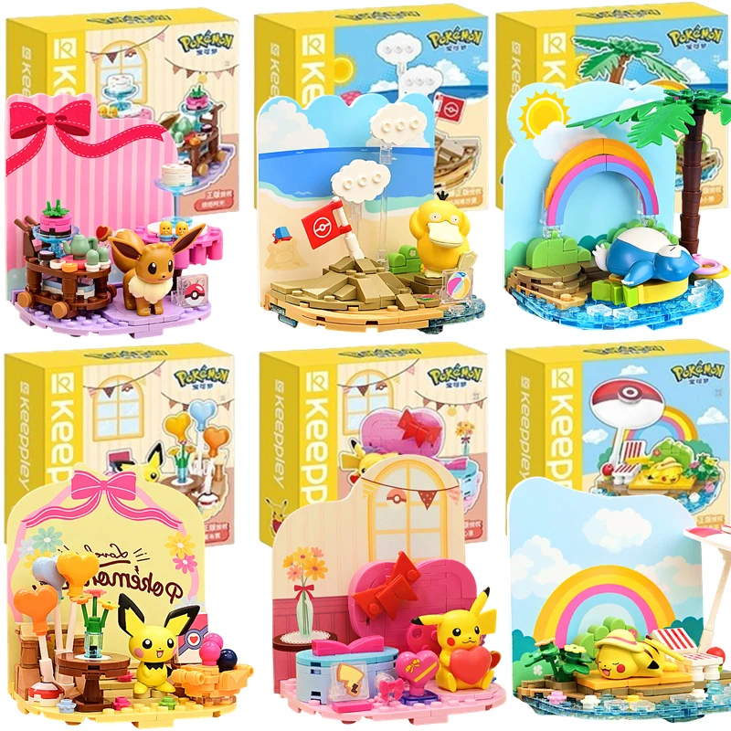 keeppley-original-pokemon-blocos-de-construcao-brinquedos-pikachu-charmander-eevee-bulbasaur-squirtle-dos-desenhos-animados-anime-diy-figuras-modelo-brinquedo