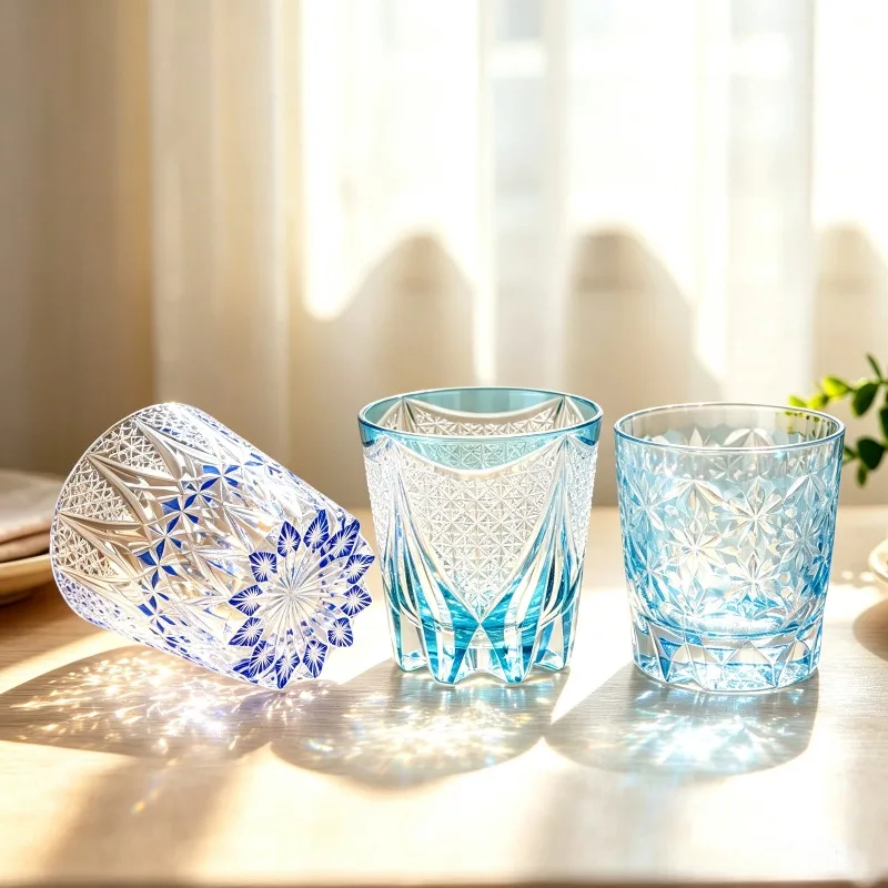 Luxury Crystal Glass Smooth Thick-walled Whisky Glass Japanese Pretty Creative Stained Tumbler Artistic Small Bar Drinkware
