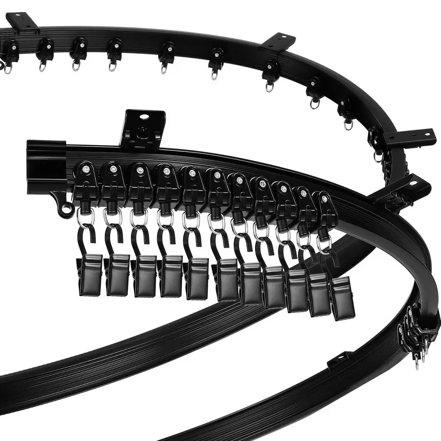 

Изогнутый потолочный карниз для штор, 8 м, 26 футов, гибкое крепление для карниза, двухъярусная кровать, эркер, перегородка для комнаты, гибкая прямая черная