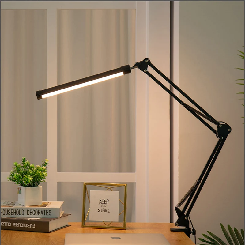 

Reading Desk Lamp with 80Pcs LED Lights Adjustable Swing Arm Lamp with Clamp Folding Light for Office/Study/Working USB Plug