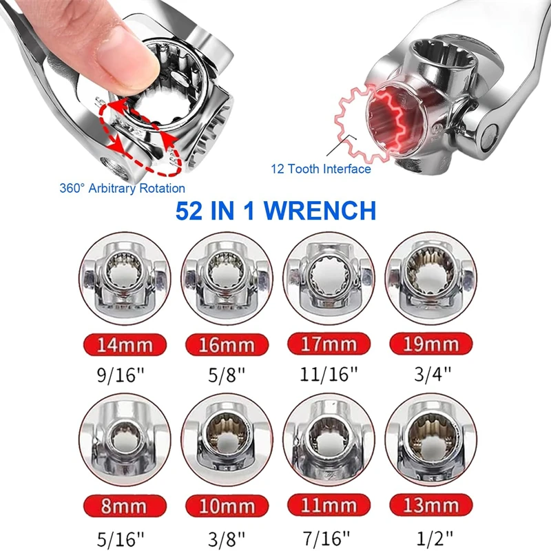 1 قطعة 52 في 1 العالمي مفتاح بانة مجموعة 360 الدورية رئيس مع مقبض مطاطي للمنزل سيارة إصلاح مجموعة أدوات المهنية