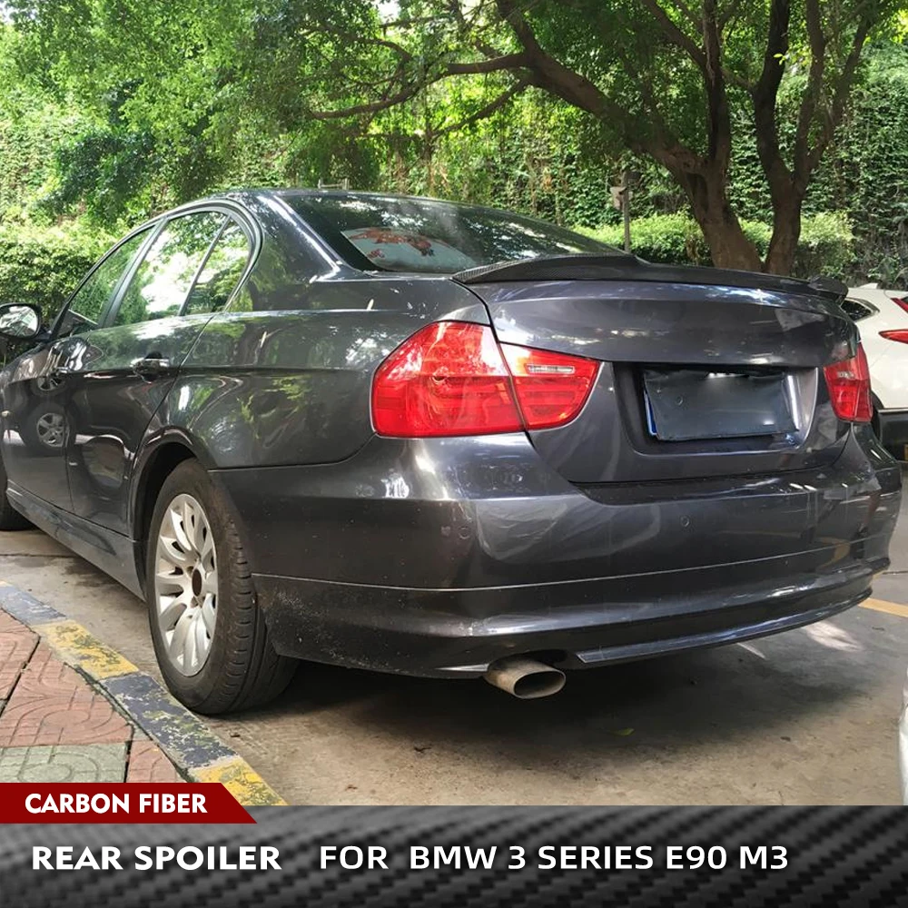 

For BMW 3 Series E90 M Sport M3 2005-2012 Real Carbon Fiber Rear Boot Highkick Spoiler Wing Lip Car Rear Trunk Racing Spoiler