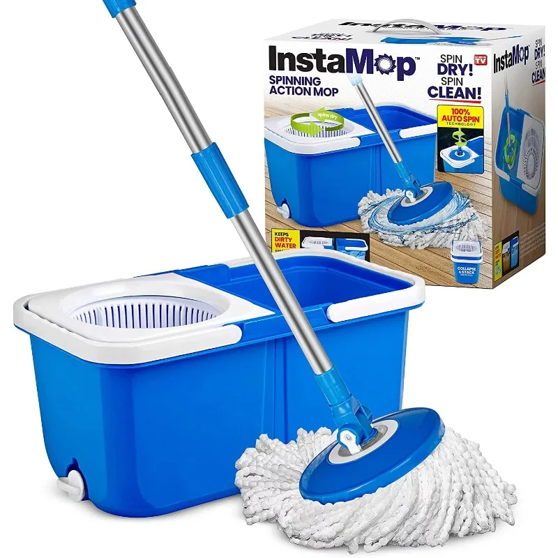 

Spin Mop and Bucket with Wringer Set Microfiber Mop Head Washer Machine Safe As Seen On TV