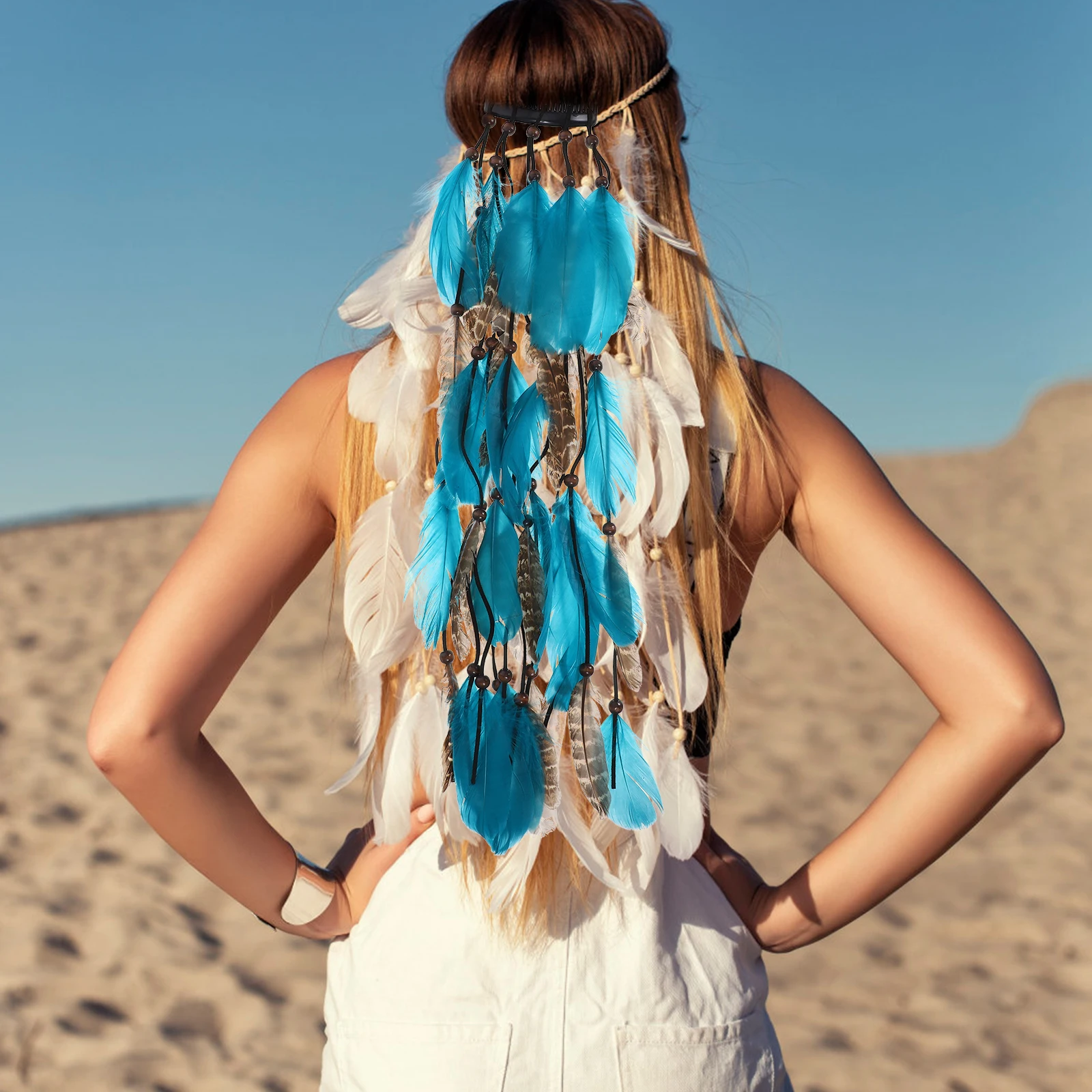 

Hair Accessories Plume Tassel Headdress Headb Bohemian for Girls Safe H crafted Women Hair Indian Costume Party