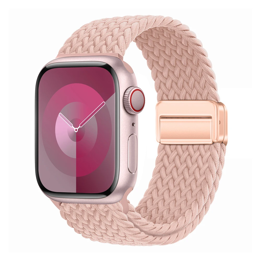 สายถักเดี่ยวสำหรับสายคาด Apple Watch 45มม. 44มม. 40มม. 41มม. 42มม. 49มม. สร้อยข้อมือแม่เหล็กคอร์เรียซีรี่ย์ SE 9 7 4 5 6 8สายรัดพิเศษ