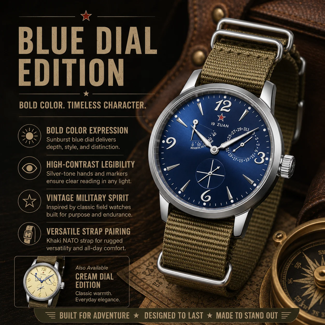 SEAKOSS 1963 Pilot Mens Watch 40mm Original Seagull ST1780 Automatic Mechanical Sapphire Crystal Retro Style Water Resistant 50m gallery 4