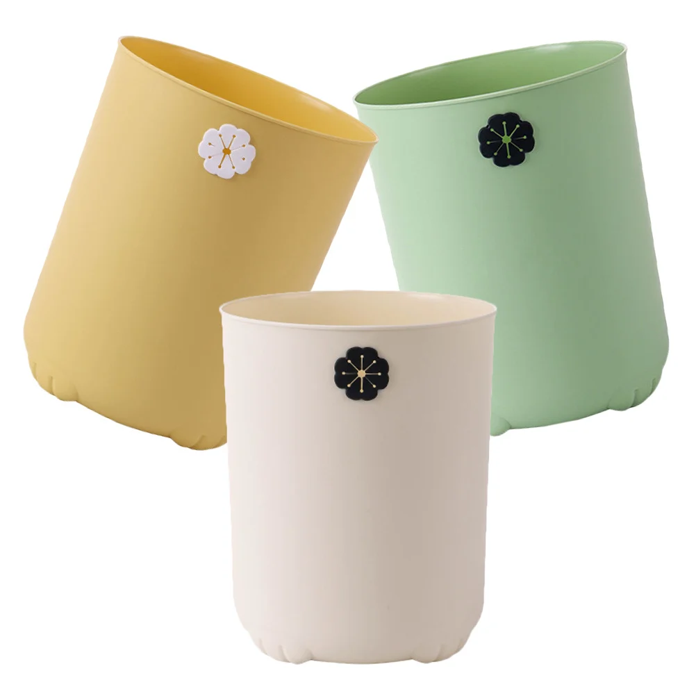 

3Pcs Mini Trash Can Desk Garbage Bin Sturdy PP Material Cartoon Design Waste Paper Holder for Office Living Room Desktop