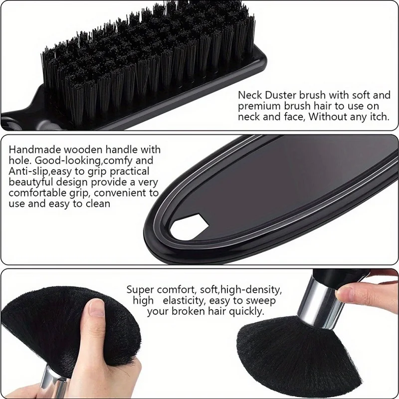4PCS Professional Barber Hair Cutting Tool Set Hair Styling Comb Cleaning Brush Neck Duster Grooming Kit for Salon Home Use