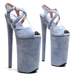 Leecabe  26CM/10inche Suede  upper Open Toe   High Heel platform sexy exotic  party sandals   Pole Dance shoes