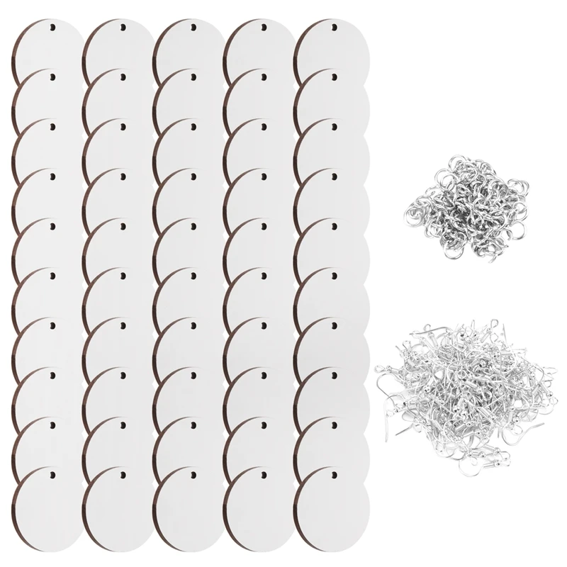 

PWS 50Pcs Round Sublimation Blank Earrings With Earring Hooks And Jump Rings Unfinished Heat Transfer Earrings