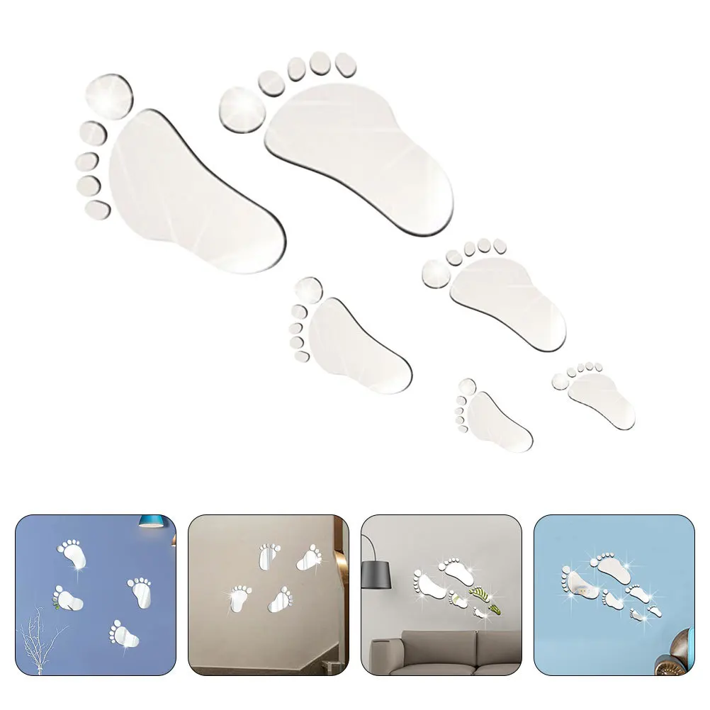 

1 Sheet Footprint Mirror Wall Sticker Acrylic Decorative Mirror Decal for Room Nursery Wall Decor Adhesive