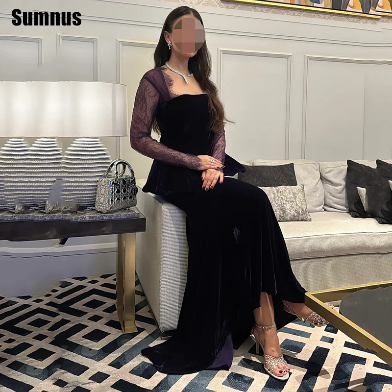 

Sumnus Элегантное вечернее платье русалки для выпускного вечера Кружевное вечернее платье без рукавов с квадратным воротником непосредственно между номерами