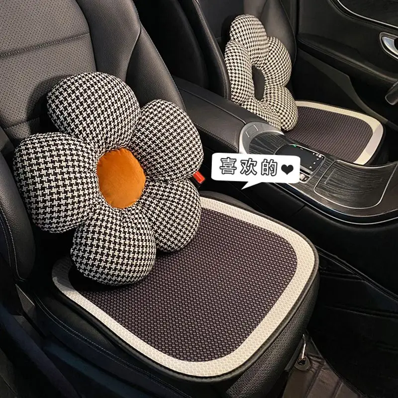 Auto Hoofdsteun Taille Celebrity Houndstooth Auto Seat Terug Pad Neksteun Kussen Kussen Interieur Product Voor Dame Vrouw