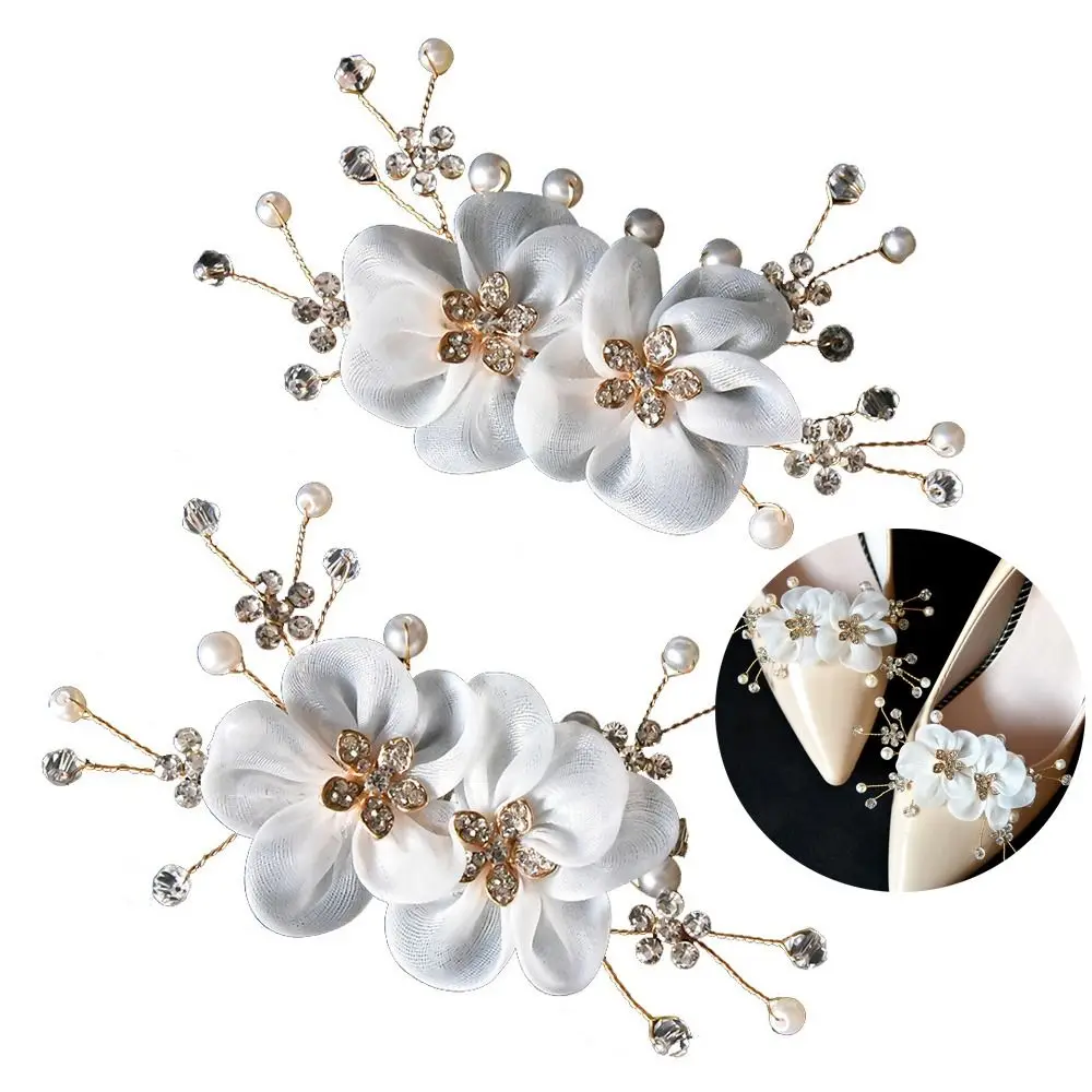 

1 PC High Heel Golden Flowers Rhinestone Shiny Clips Charm Buckle Pearl Shoes Clip Bag Pendant Wedding Shoes Decorations