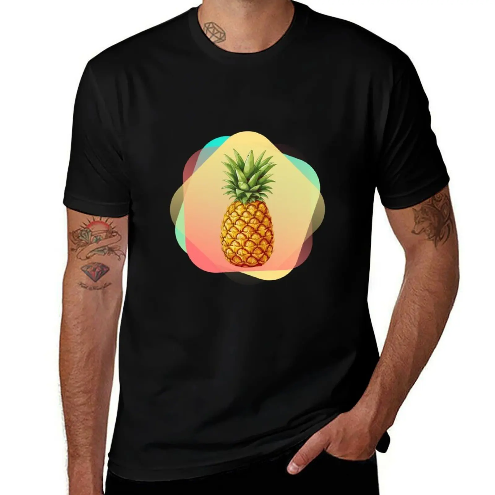 

Tropical Pineapple Art – Colorful Fruit Illustration with Retro Vibes T-Shirt oversized graphic tee Clothing Men's clothing