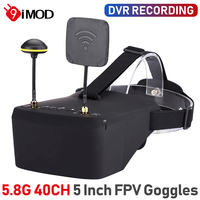 9IMOD LS-800D 5.8G 40CH FPV Goggles 5inch HD LCD 16:9 Display Ratio with DVR Headset Dual Antenna Receiver VR Glasses For RC FPV
