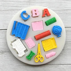 School Bus Globe Stationery Shape Silicone Mold Sugarcraft Chocolate Cupcake Baking Mold Fondant Cake Decorating Tools