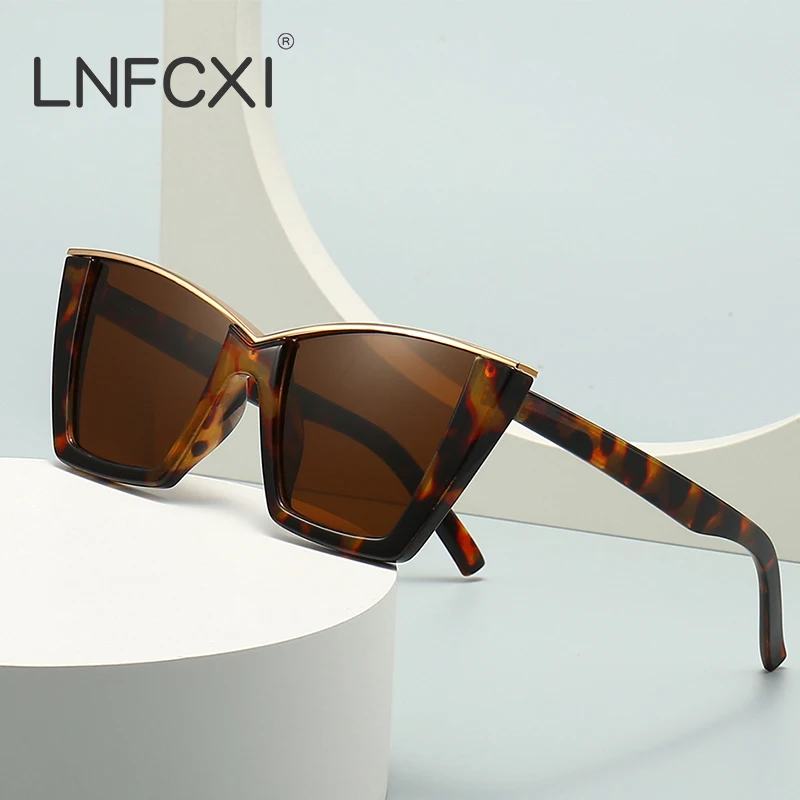 LNFCXI Fashion Cat Eye Sunglasses Women Men Vintage Luxury Brand Designer Eyewear Ladies Shades UV400 Trending Sun Glasses