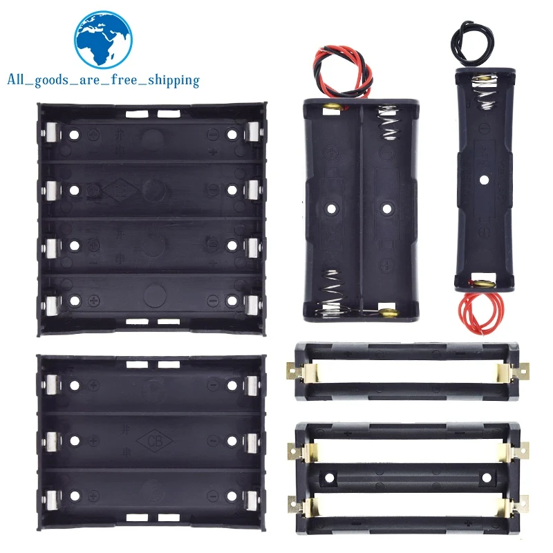 1/3PCS Plastic Standard Size AA/18650 Battery Holder Box Case Black With Wire Lead 3.7V/1.5V Clip