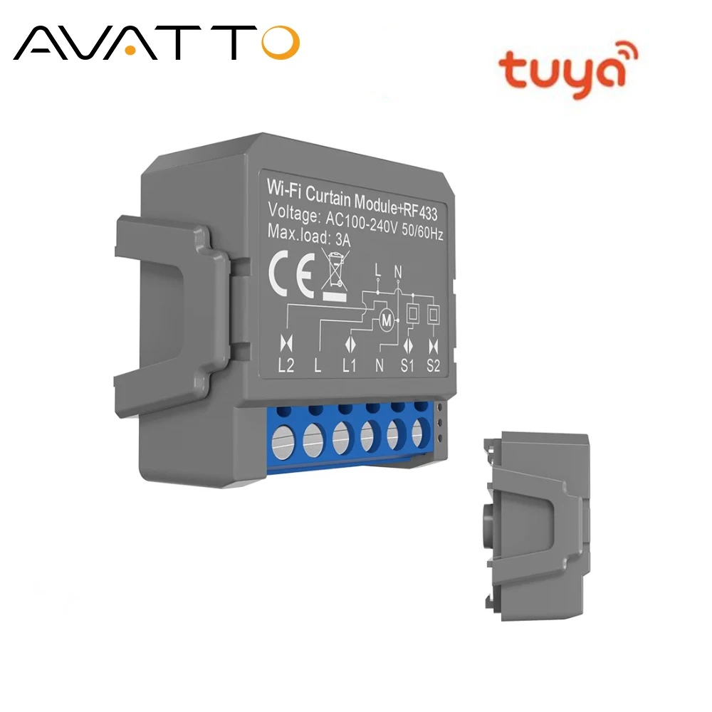 

AVATTO Tuya Wi-Fi RF модуль штор, модуль управления затвором, пульт дистанционного управления для электродвигателя, работа для Alexa Google Home