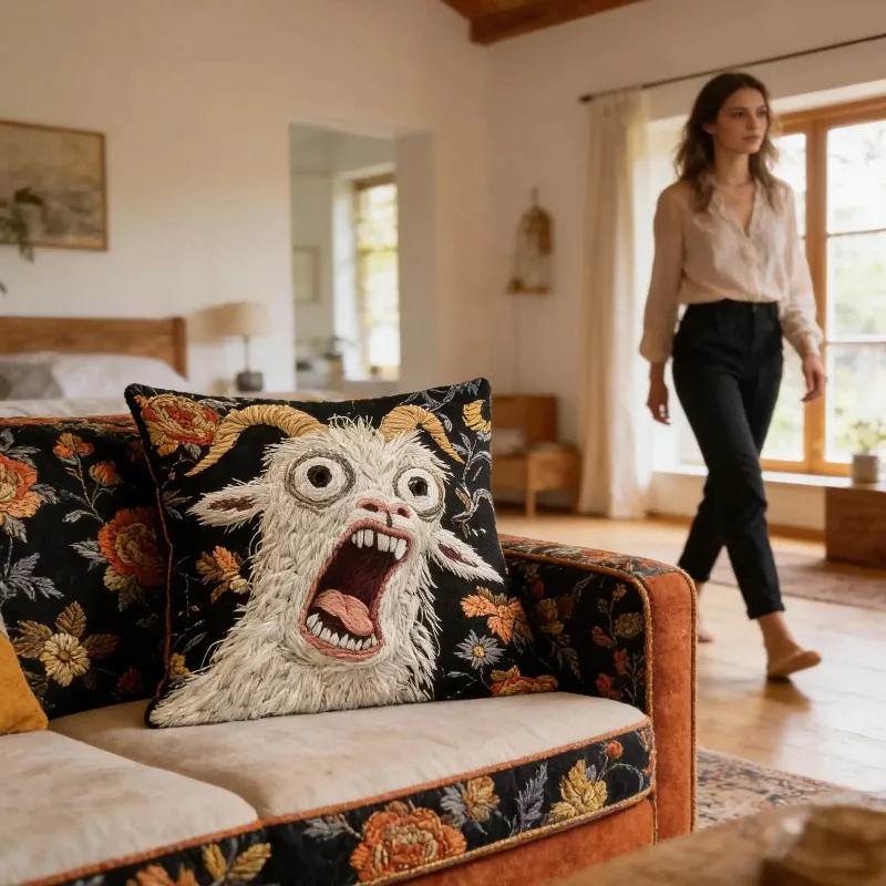 Screaming Goat Pillow Cover Soft Protector Decorative Throw Pillow Case 45x45cm Couch Home Decor for Living Room Sofa Party Gift