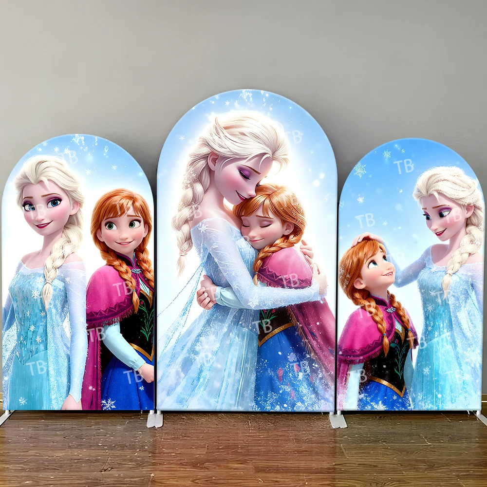 

Frozen Arch Backdrop Cover Disney Elsa Anna Snowflake Elements, Charming Photo Booth Props for Parties & Home Decoration